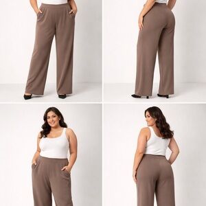 Eileen Fisher Taupe Wide-Leg Pants